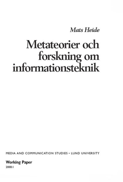 Metateorier och forskning om informationsteknik