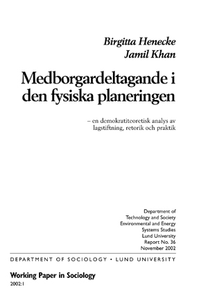 Medborgardeltagande i den fysiska planeringen