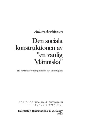 Den sociala konstruktionen av 'en vanlig människa'