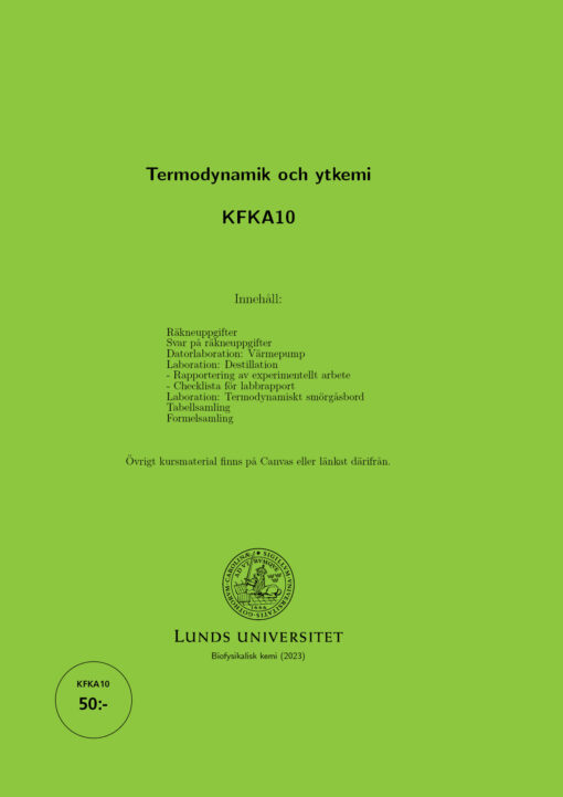 KFKA10 Termodynamik och ytkemi