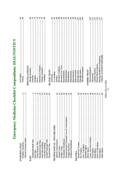 Emergency Medicine Checklist Compendium